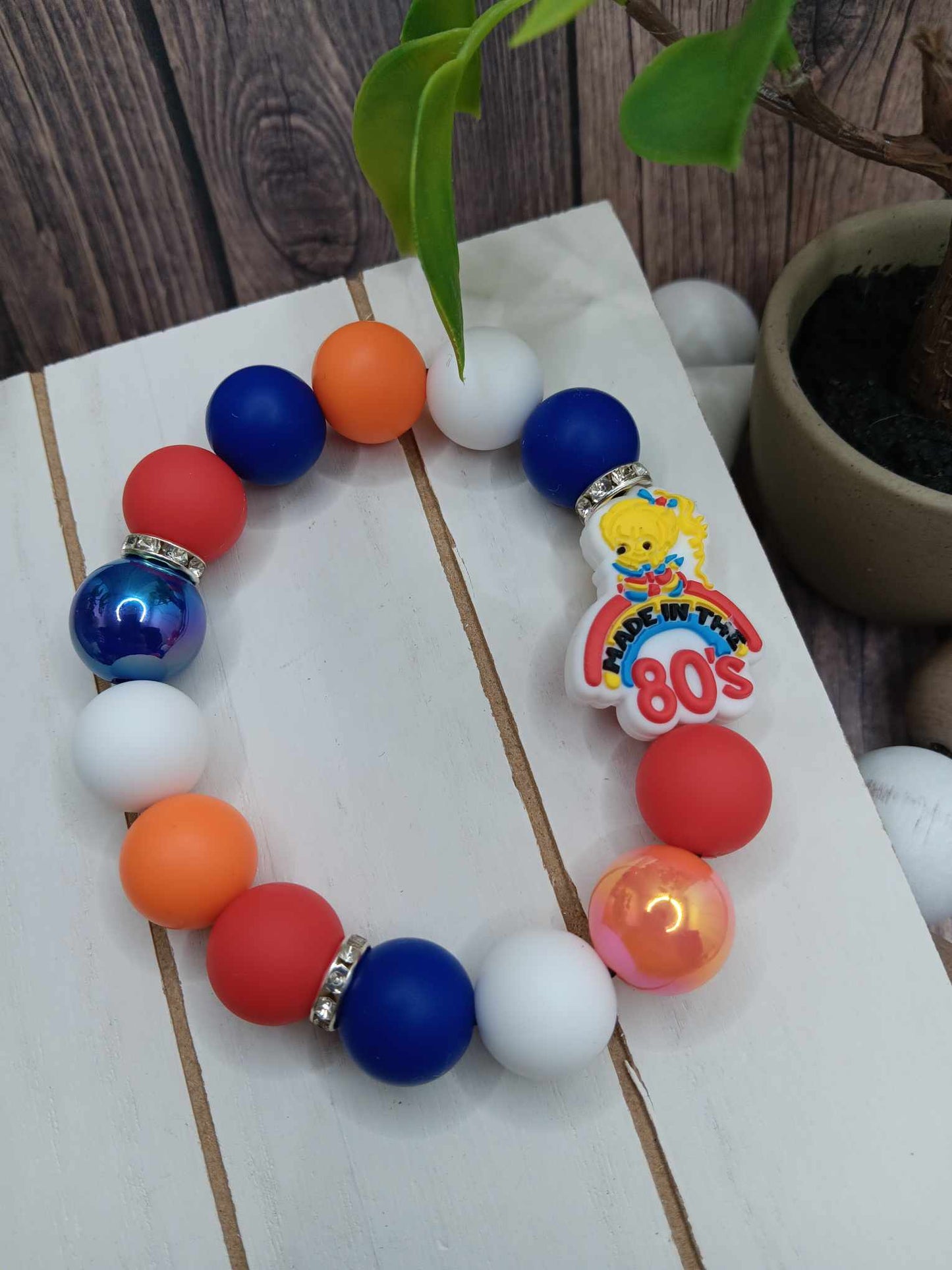 Made in the 80's Beaded Wristlet Keychain