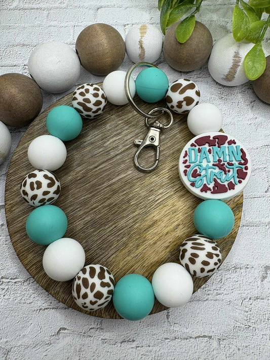 Damn Strait Beaded Wristlet Keychain