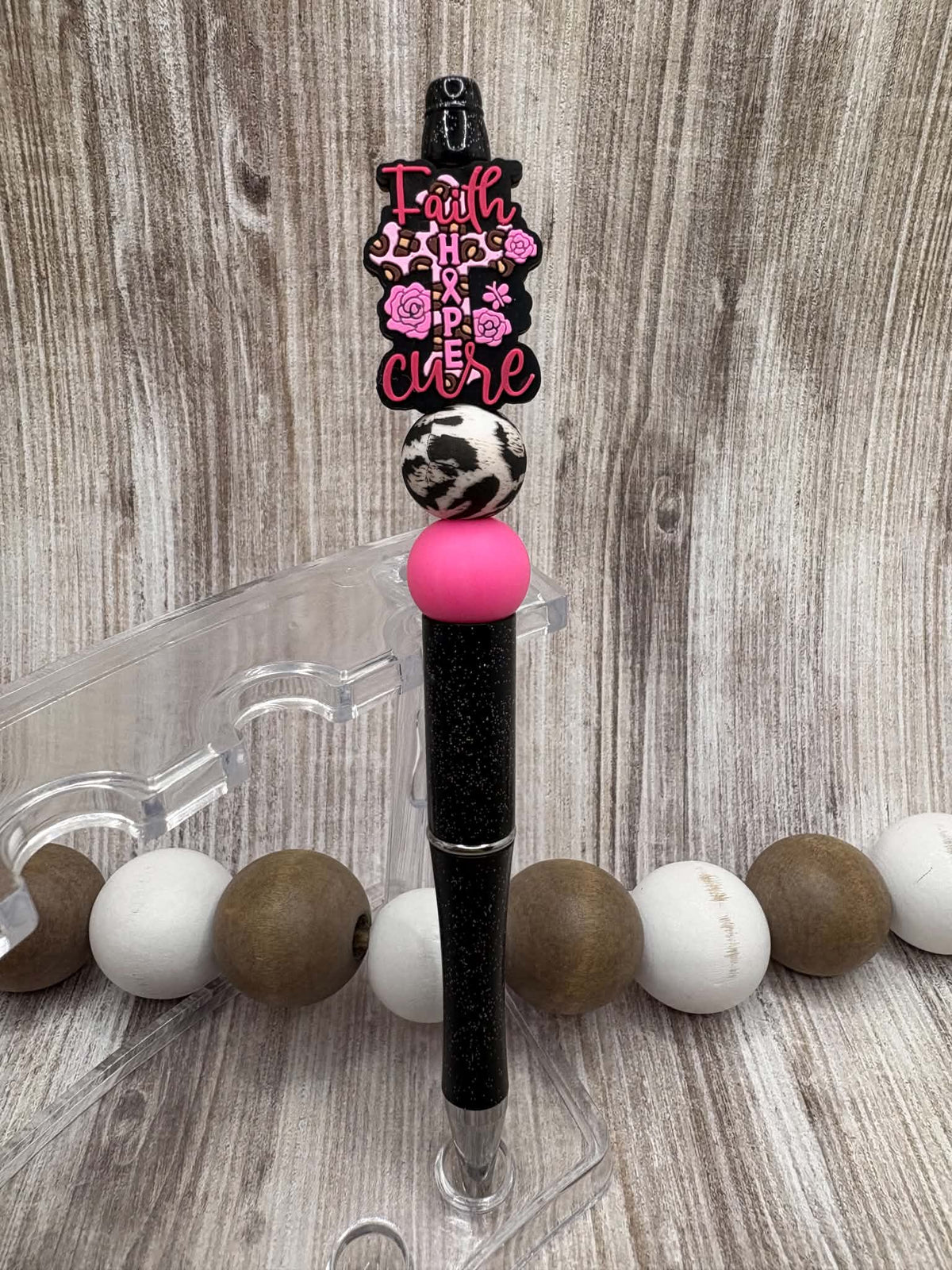 Faith Hope Cure Breast Cancer Awareness Beaded Ink Pen