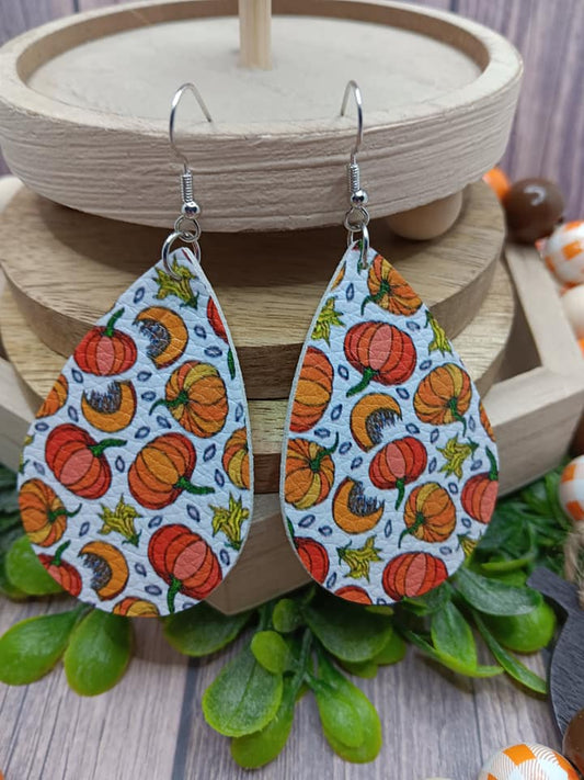Fall Pumpkin Patterned Earrings