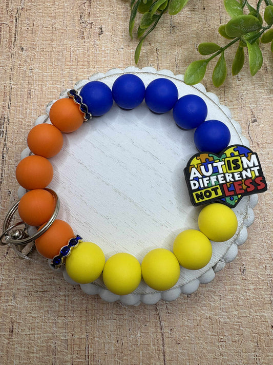 Autism is Different NOT less Beaded Wristlet Keychain