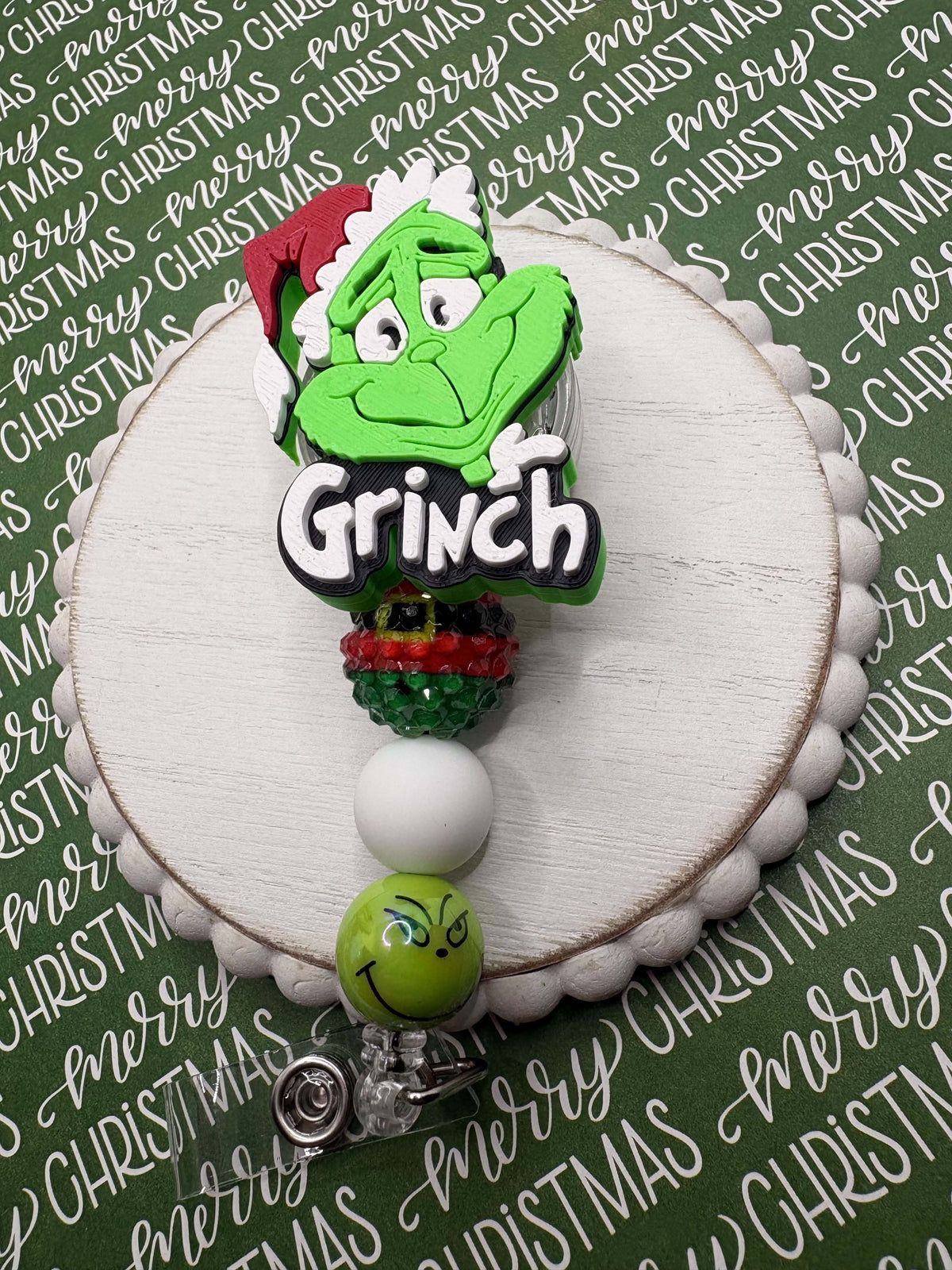 Christmas Beaded Badge Reel