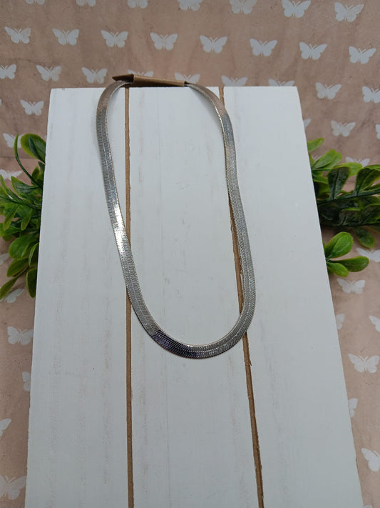 Silver Chain Style Choker Necklace