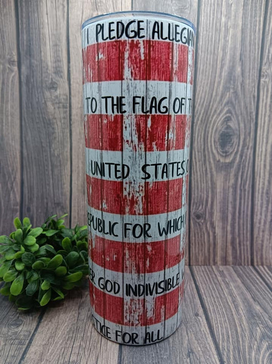Pledge of Allegiance American Flag 20 oz Tumbler