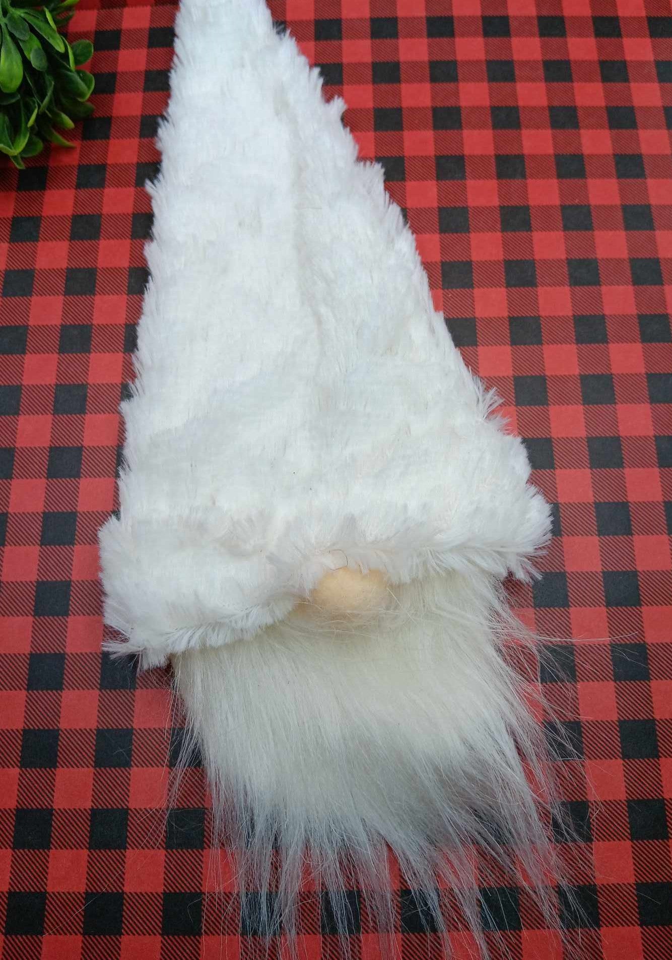 Fuzzy White Gnome Bottle Decor