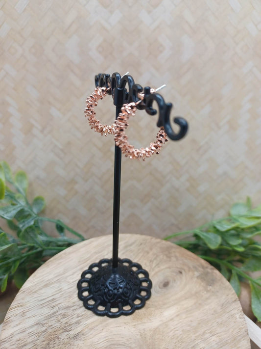 Rose Gold Textured Dainty Earrings