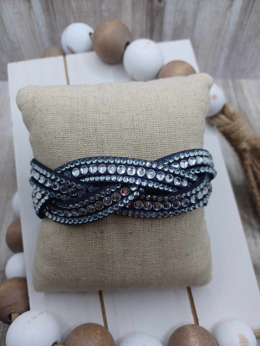 Purple Braided Bracelet w/ Rhinestones