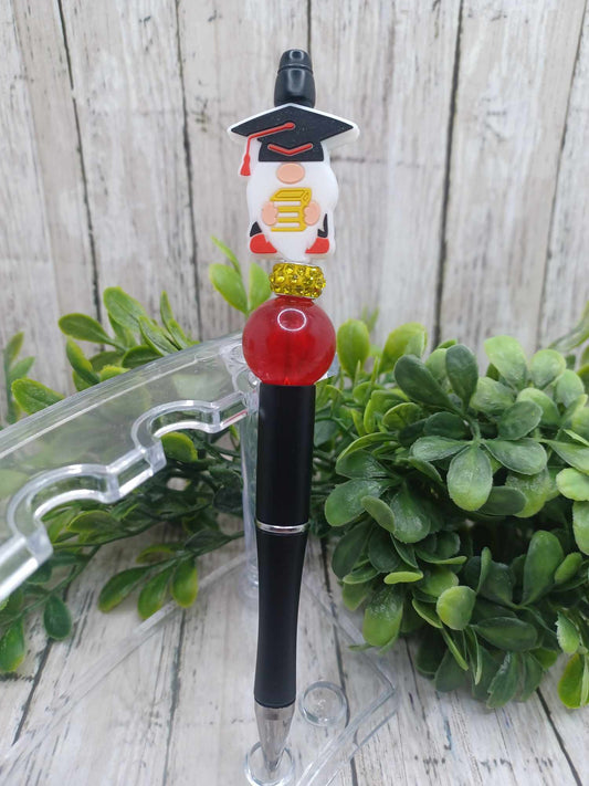 Red Graduation Gnome Beaded Ink Pen