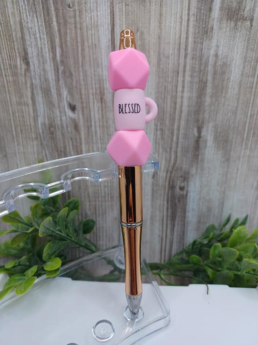 Pink Blessed Beaded Ink Pen