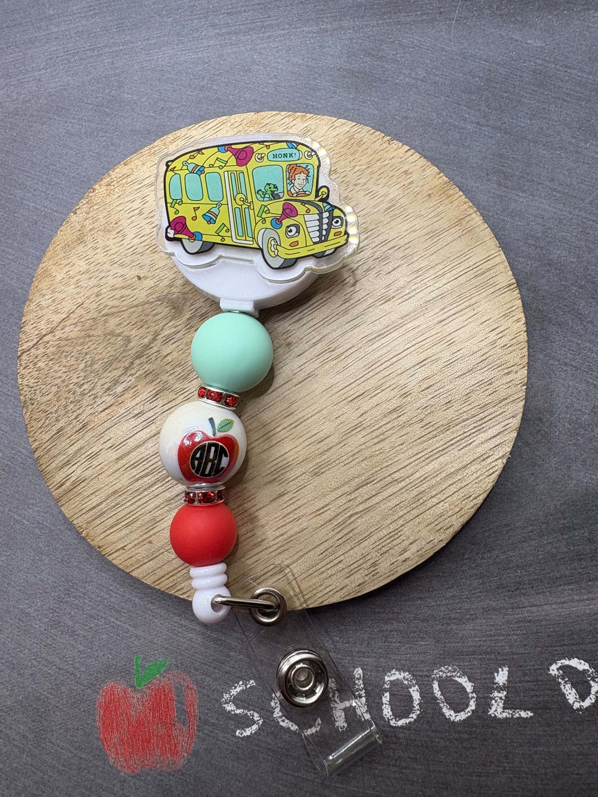 Magic School Bus Beaded Badge Reel - ABC Apple