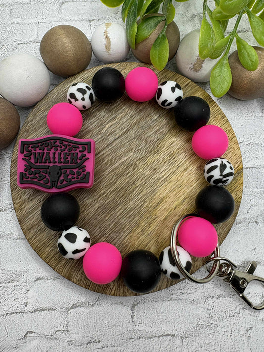 Country Themed Beaded Wristlet Keychain