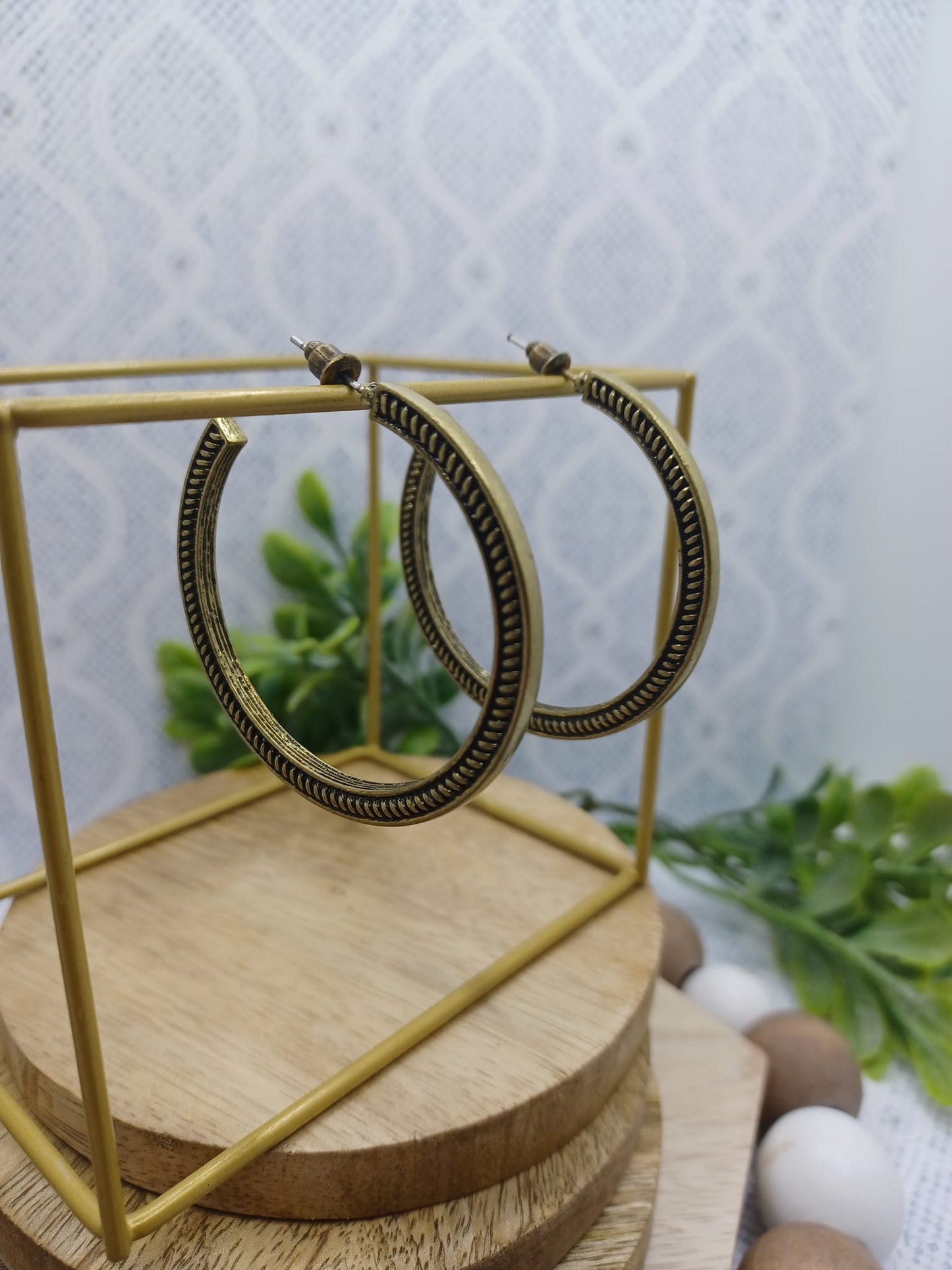 Brass Braided Pattern Style Earrings