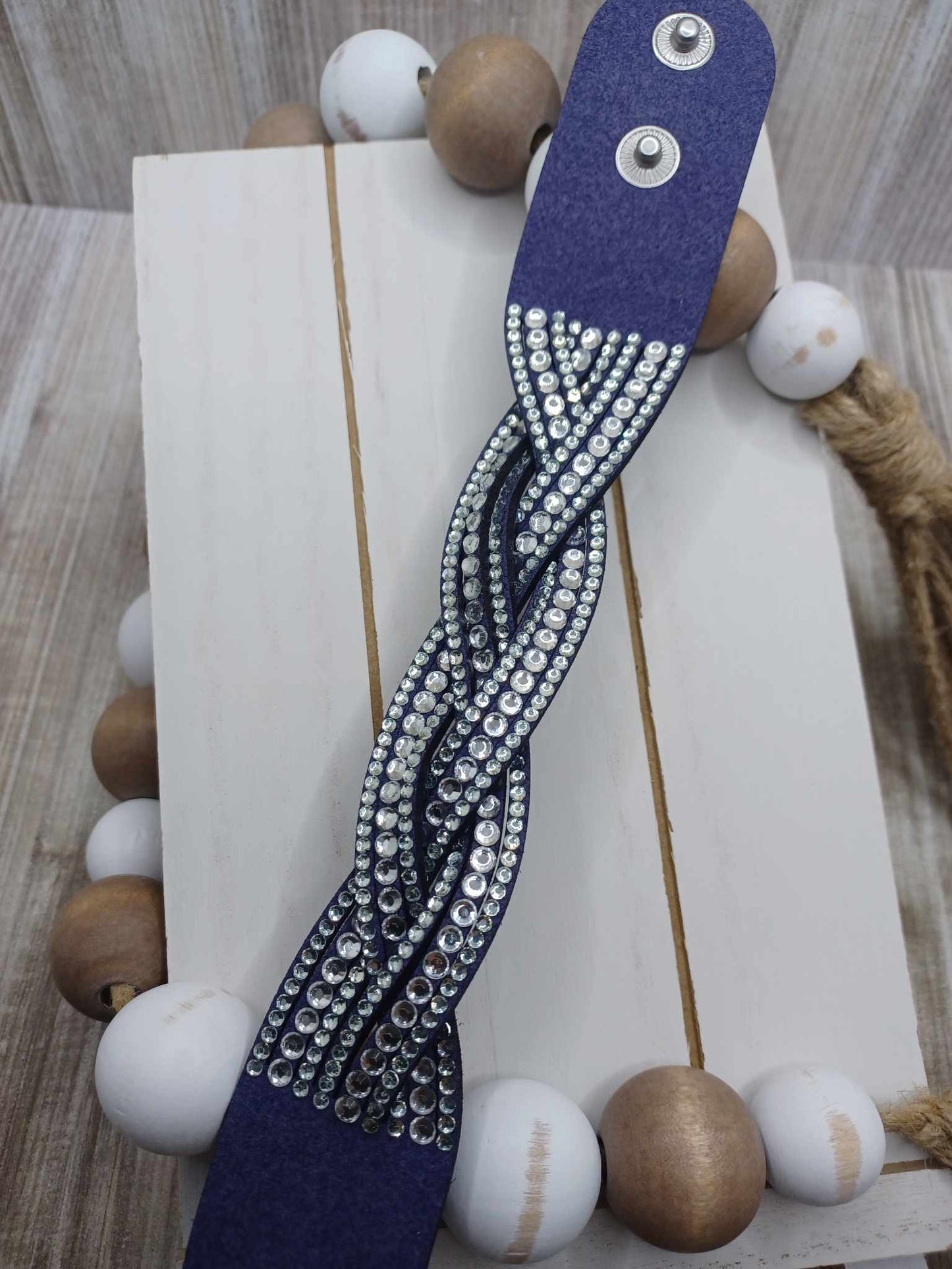 Purple Braided Bracelet w/ Rhinestones