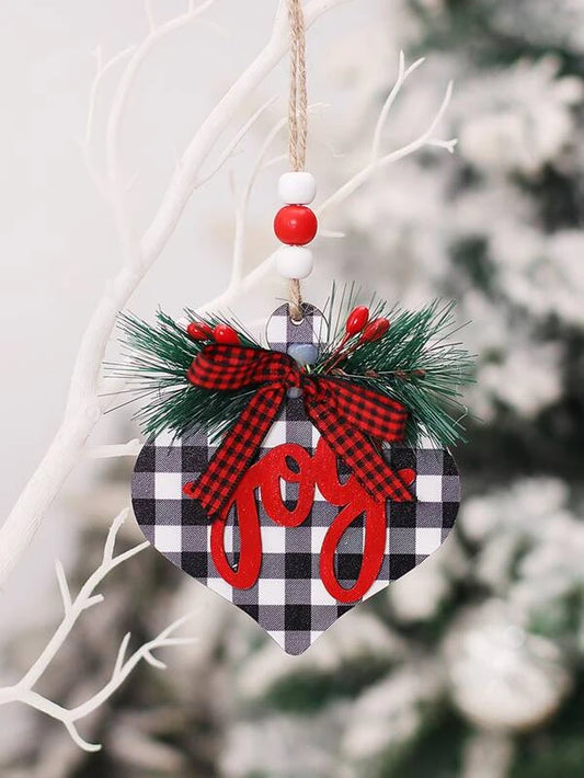 Black & White Plaid JOY Ornament