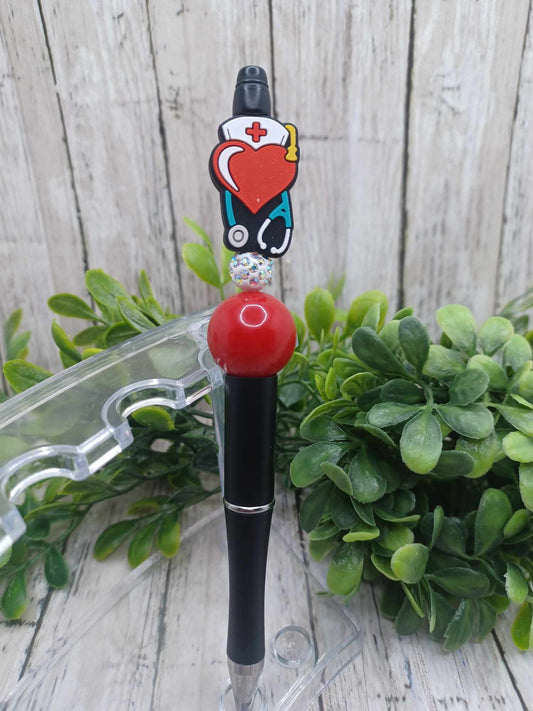 Nurse Heart Beaded Ink Pen