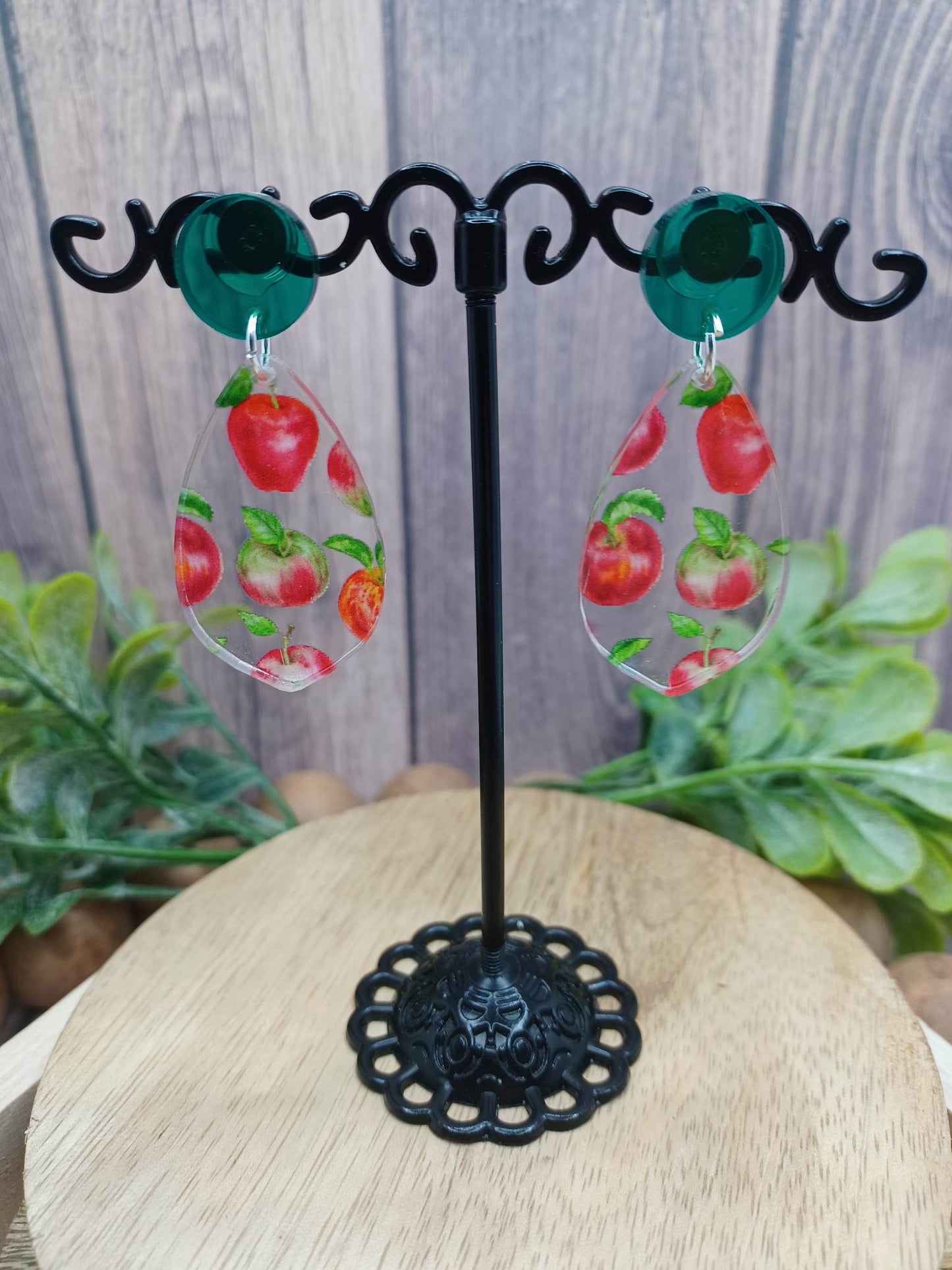 Acrylic Apple Print Earrings