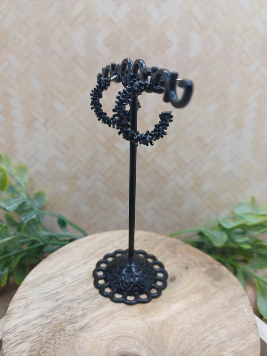 Gunmetal Textured Dainty Earrings