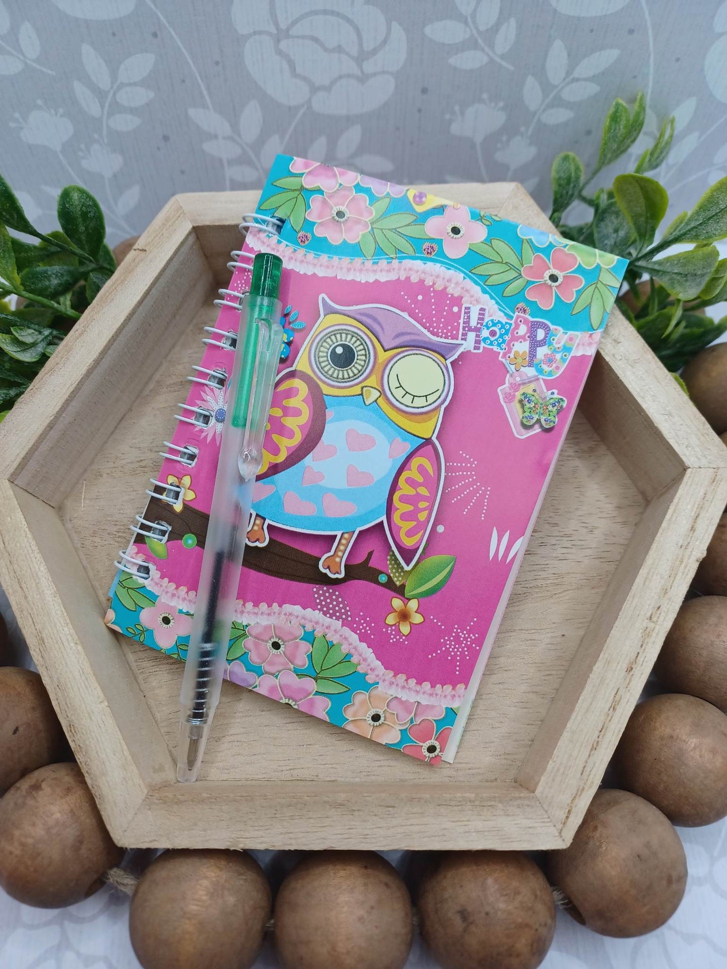 Pink Owl Notebook & Pen Set