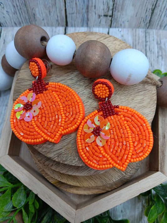Pumpkin Seabeaded Earrings
