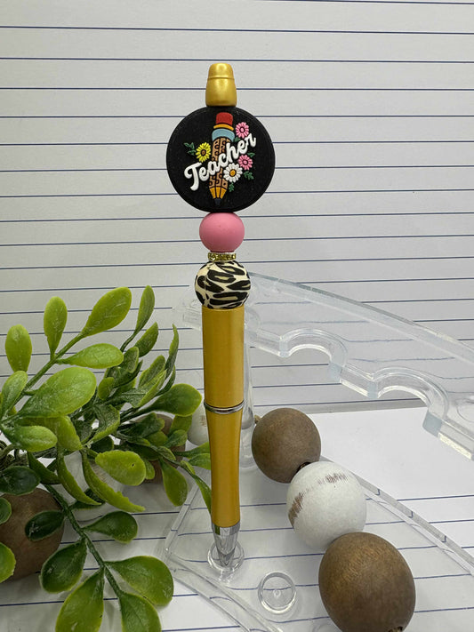 Leopard Teacher Beaded Ink Pen