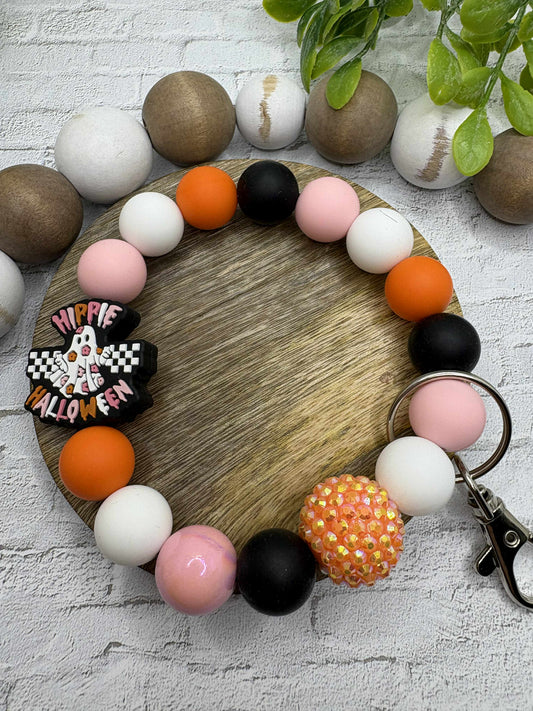 Hippie Halloween Beaded Wristlet Keychain