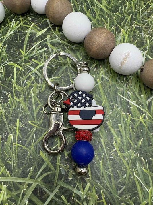 Red, White, & Blue Duck Beaded Keychain