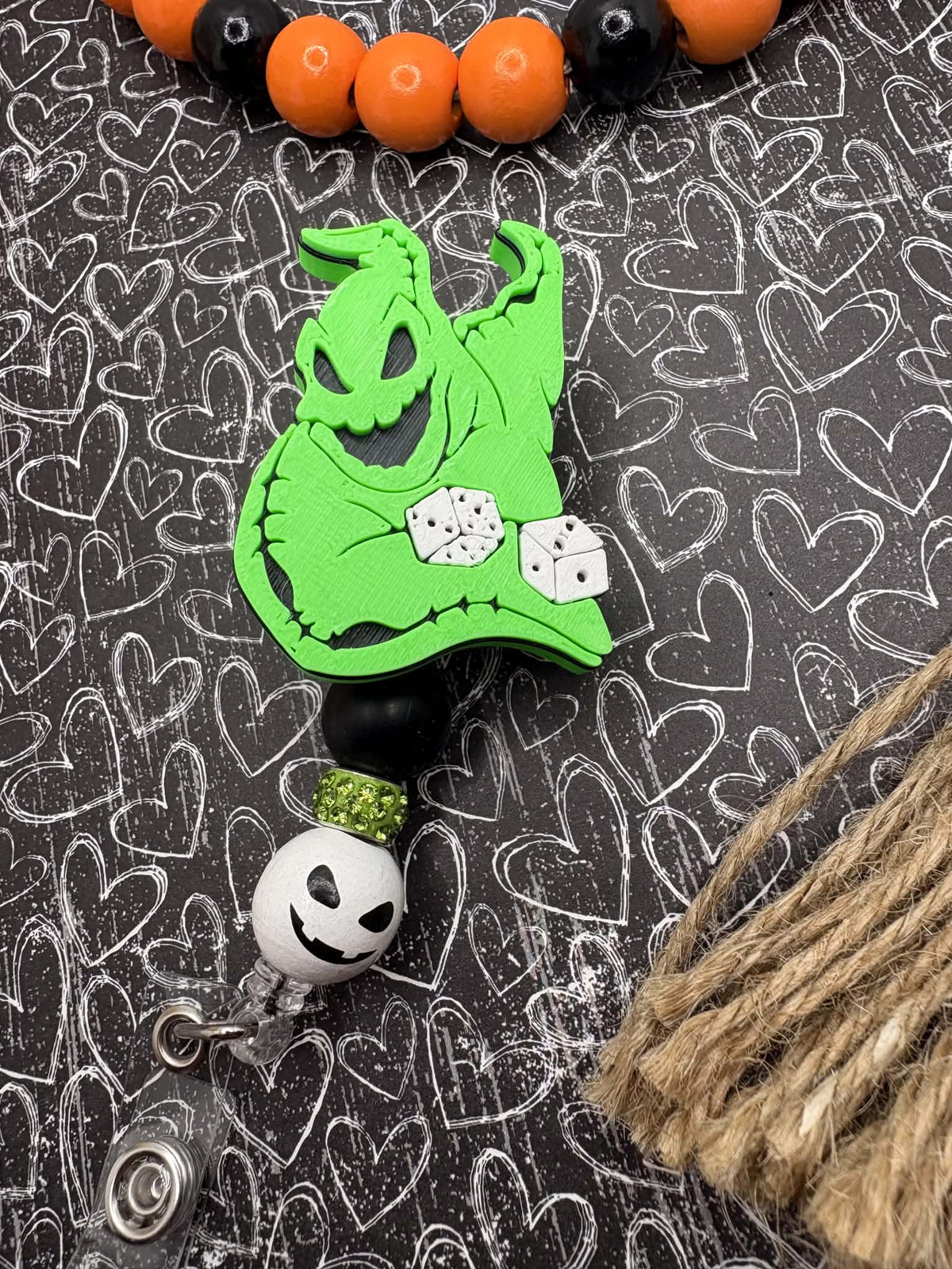 Spooky Themed Beaded Badge Reel