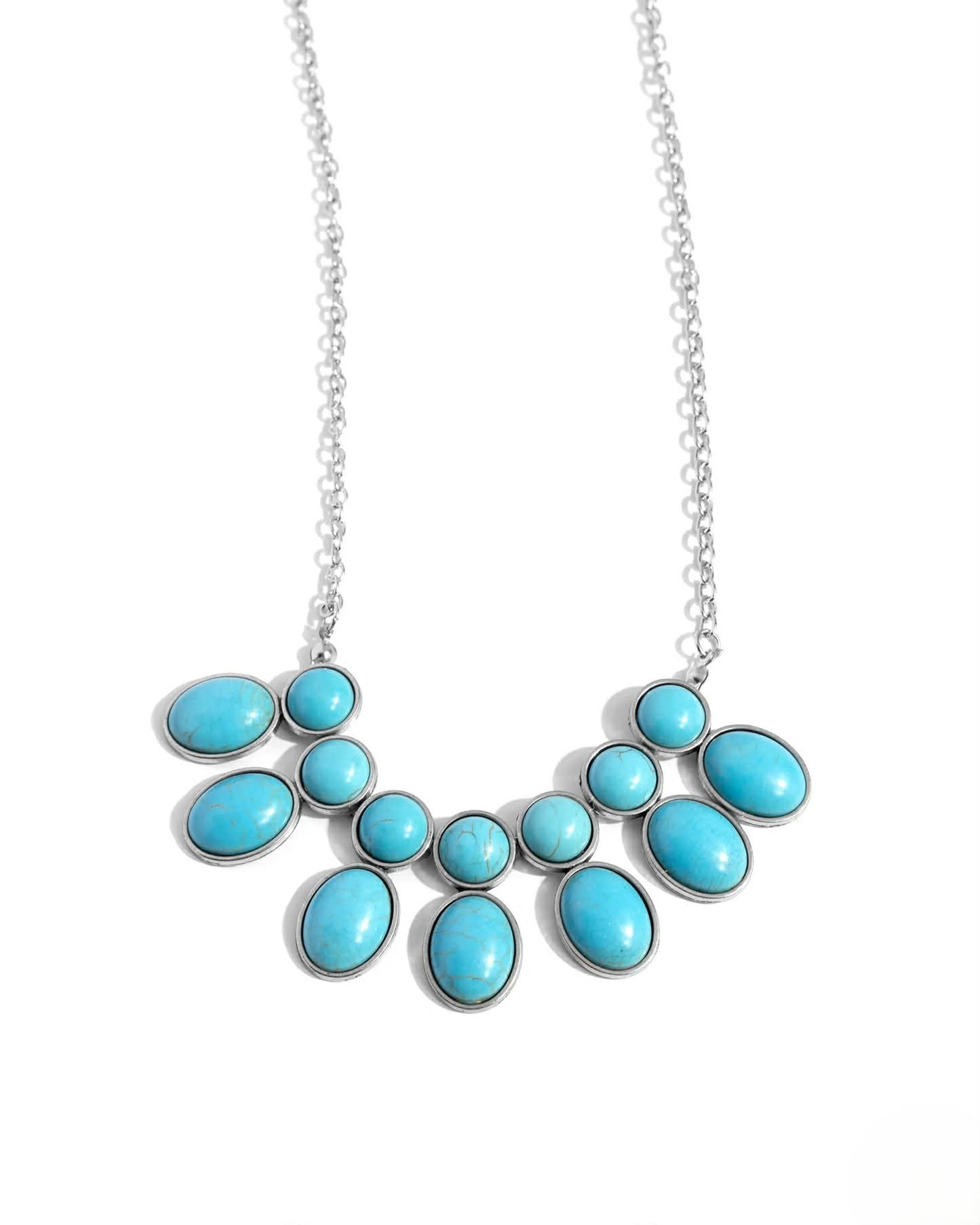 Silver Necklace w/ Turquoise Stone Style Pendant