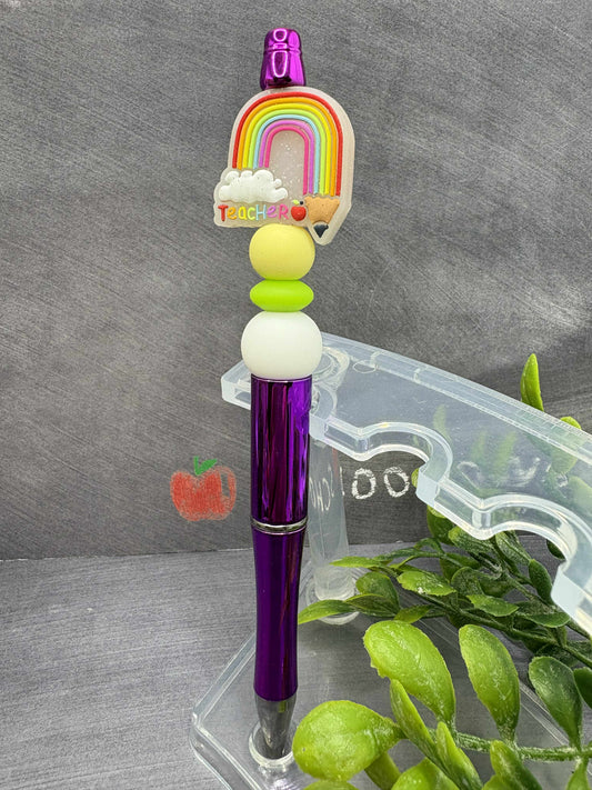 Teacher Rainbow Beaded Ink Pen