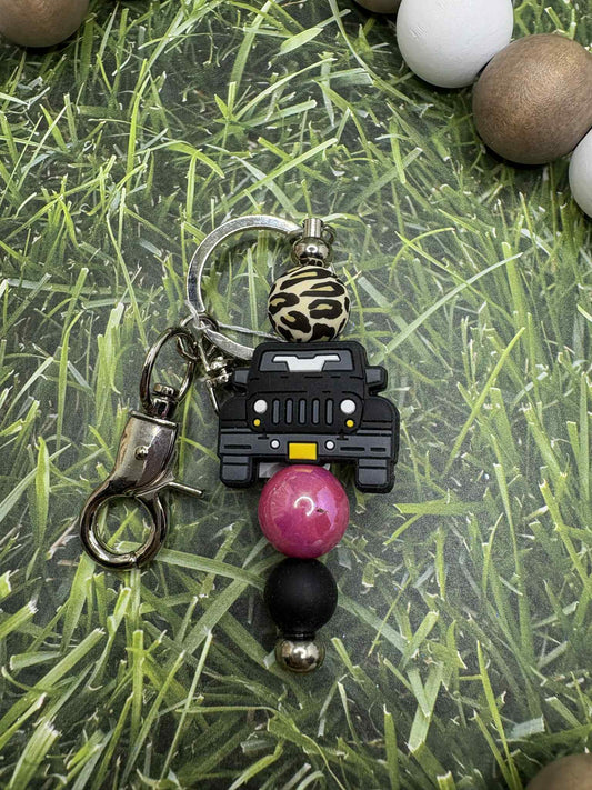 Black Truck Beaded Keychain