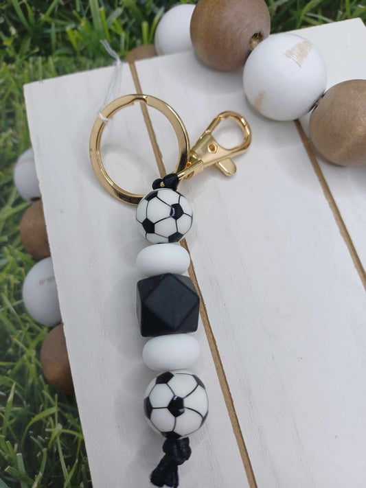 Soccer Beaded Keychain