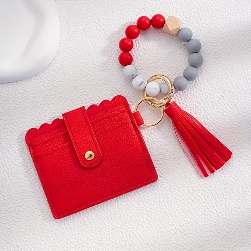 Red Beaded Wristlet Wallet
