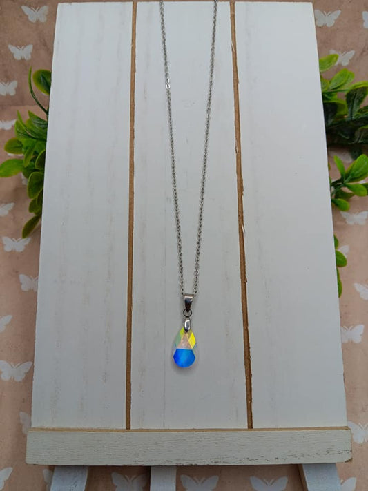 Silver Necklace w/ Mermaid Teardrop Pendant