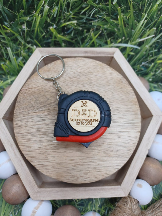 Red Dad No One Measures up to You Tape Measure Keychain