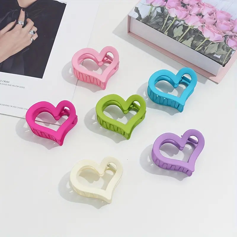 White Heart Hair Claw Clip