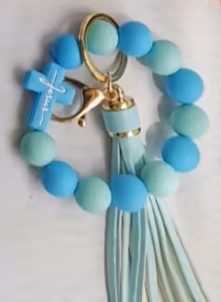 Jesus Beaded Wristlet w/ Tassel - BLUE