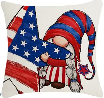 Red, White, & Blue Gnome Holding a Star Pillow Cover