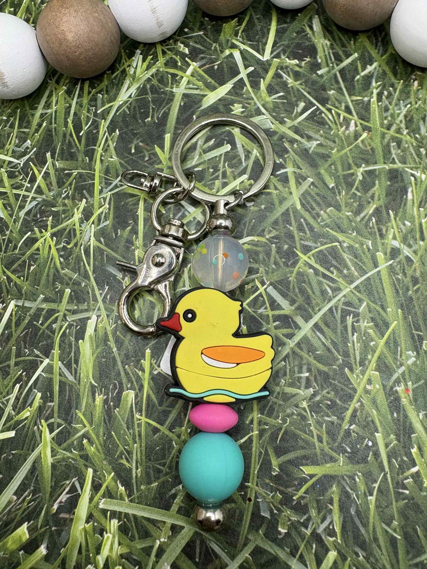 Yellow Duck Beaded Duck Keychain