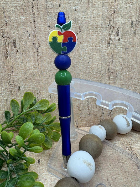Autism Apple Beaded Ink Pen