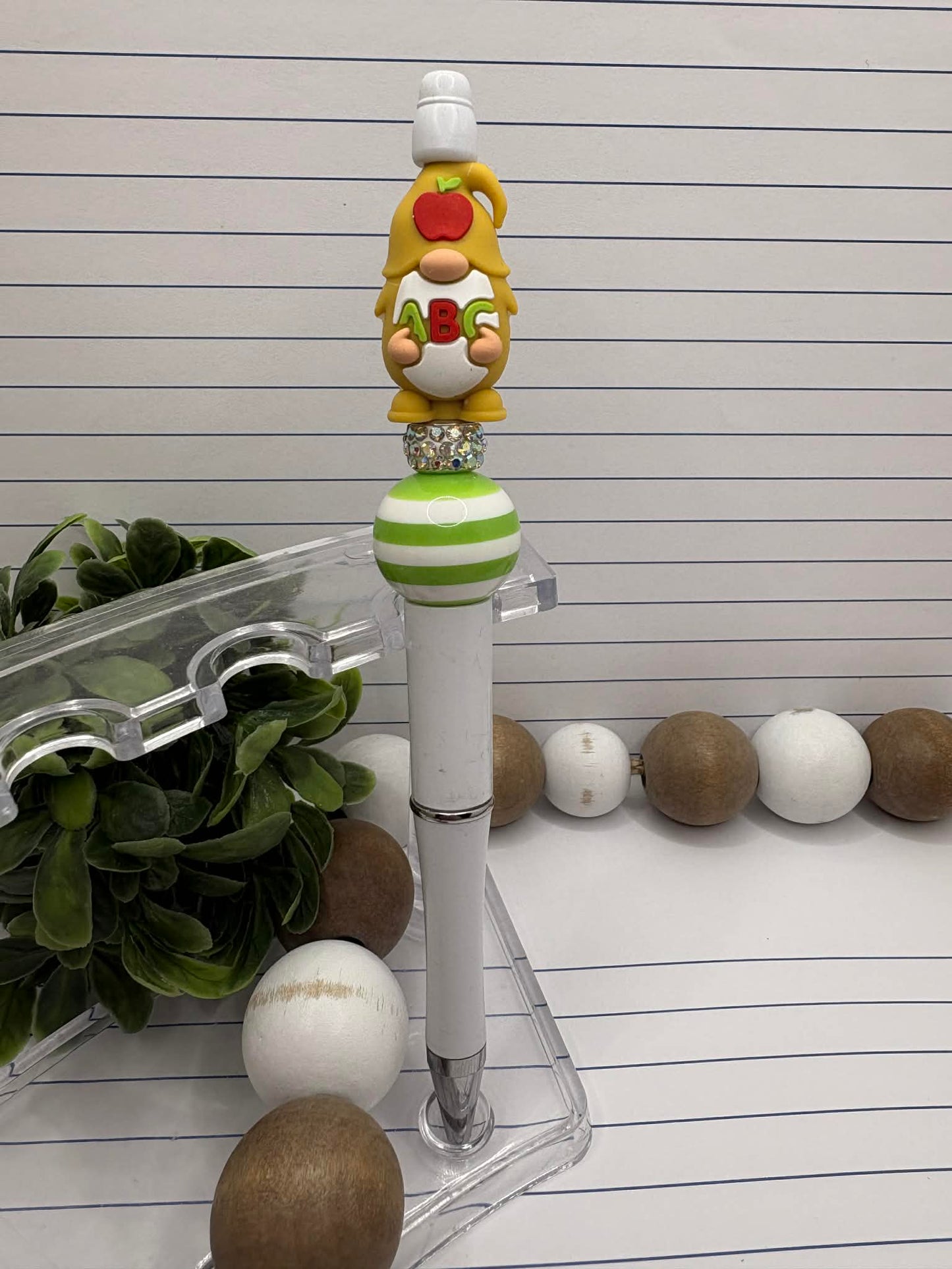 ABC Teacher Gnome Beaded Ink Pen