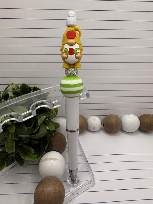 ABC Teacher Gnome Beaded Ink Pen