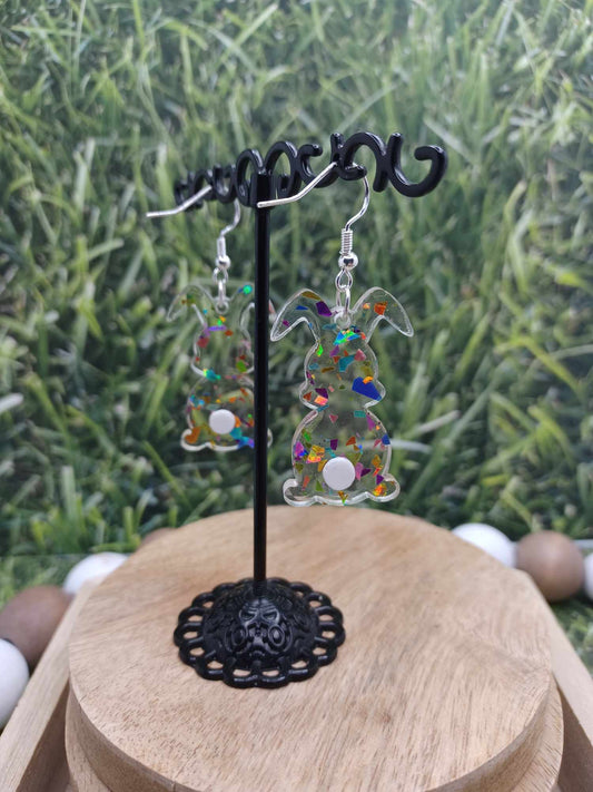 Multicolored Acrylic Bunny Butt Earrnings
