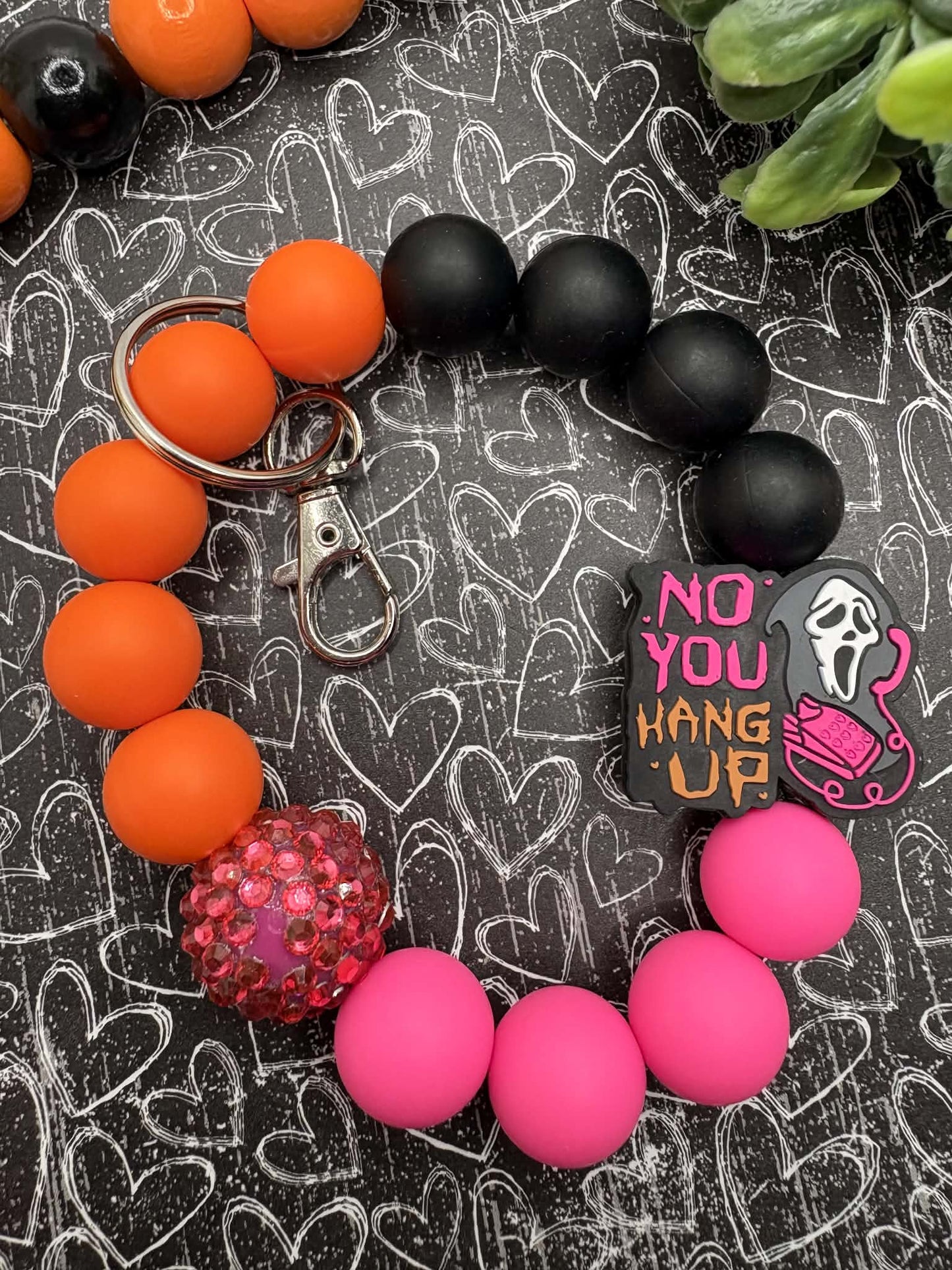 No You Hang up Beaded Wristlet Keychain