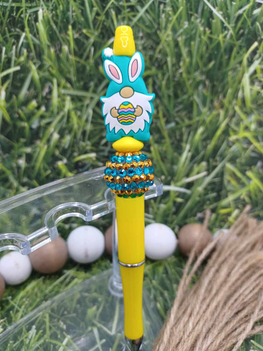 Teal Gnome w/ Easter Egg Beaded Ink Pen