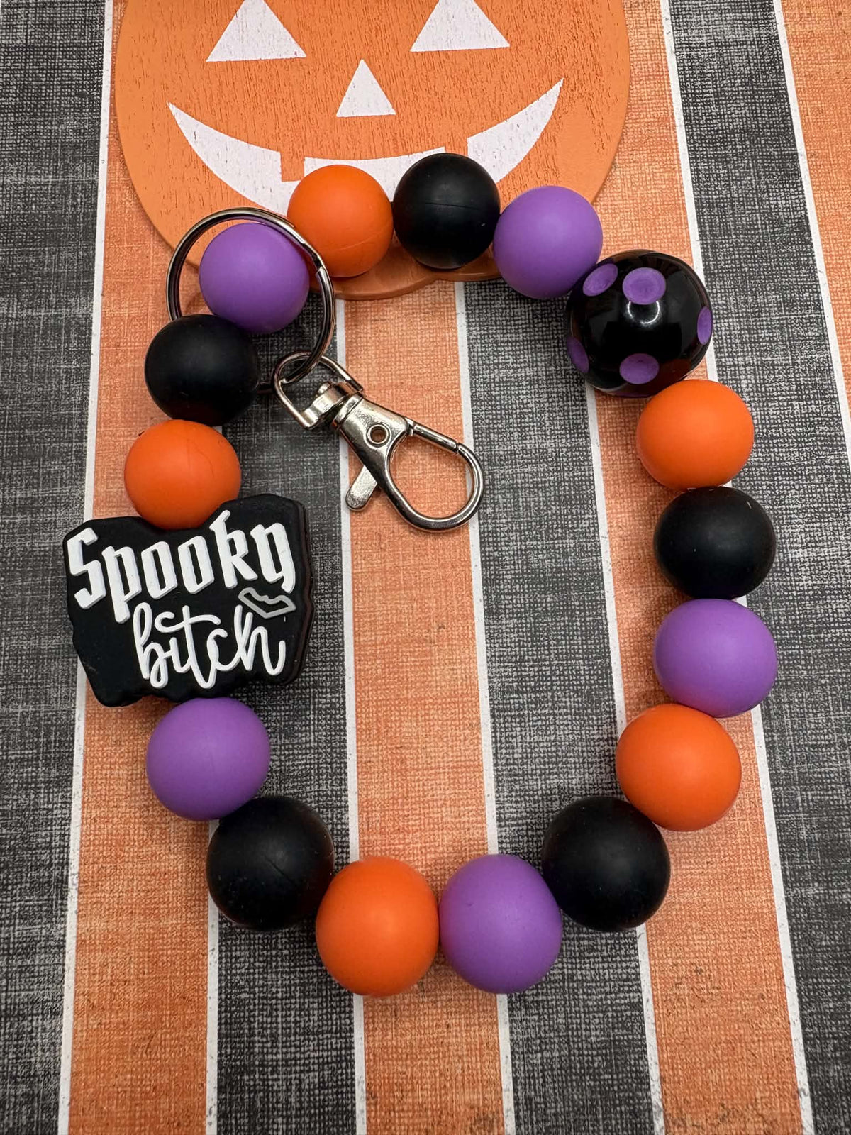 Spooky Bitch Beaded Wristlet Keychain