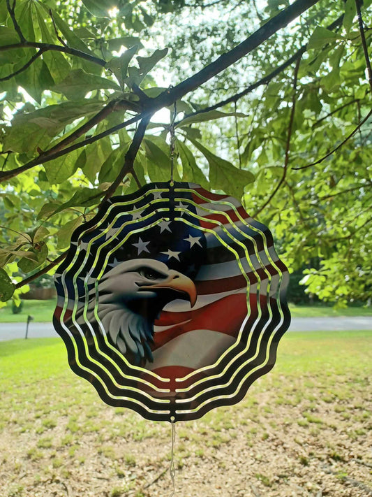 American Flag Eagle Wind Spinner