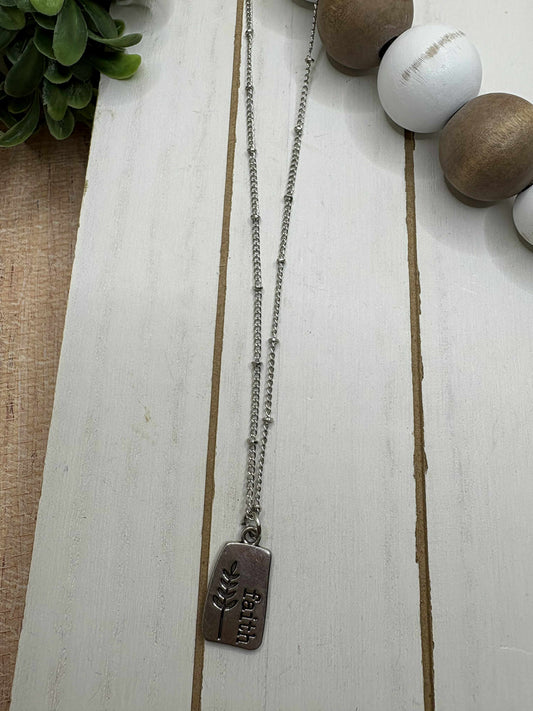 Silver Faith Necklace w/ Satellite Chain