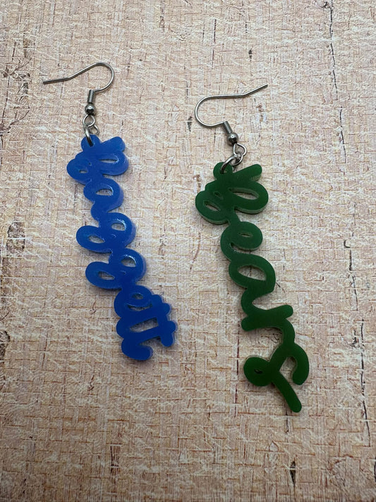 Bagget Bears Earrings - Blue & Green
