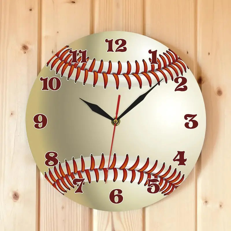 Baseball Themed Metal Clock