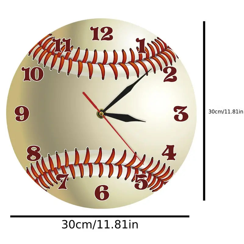 Baseball Themed Metal Clock